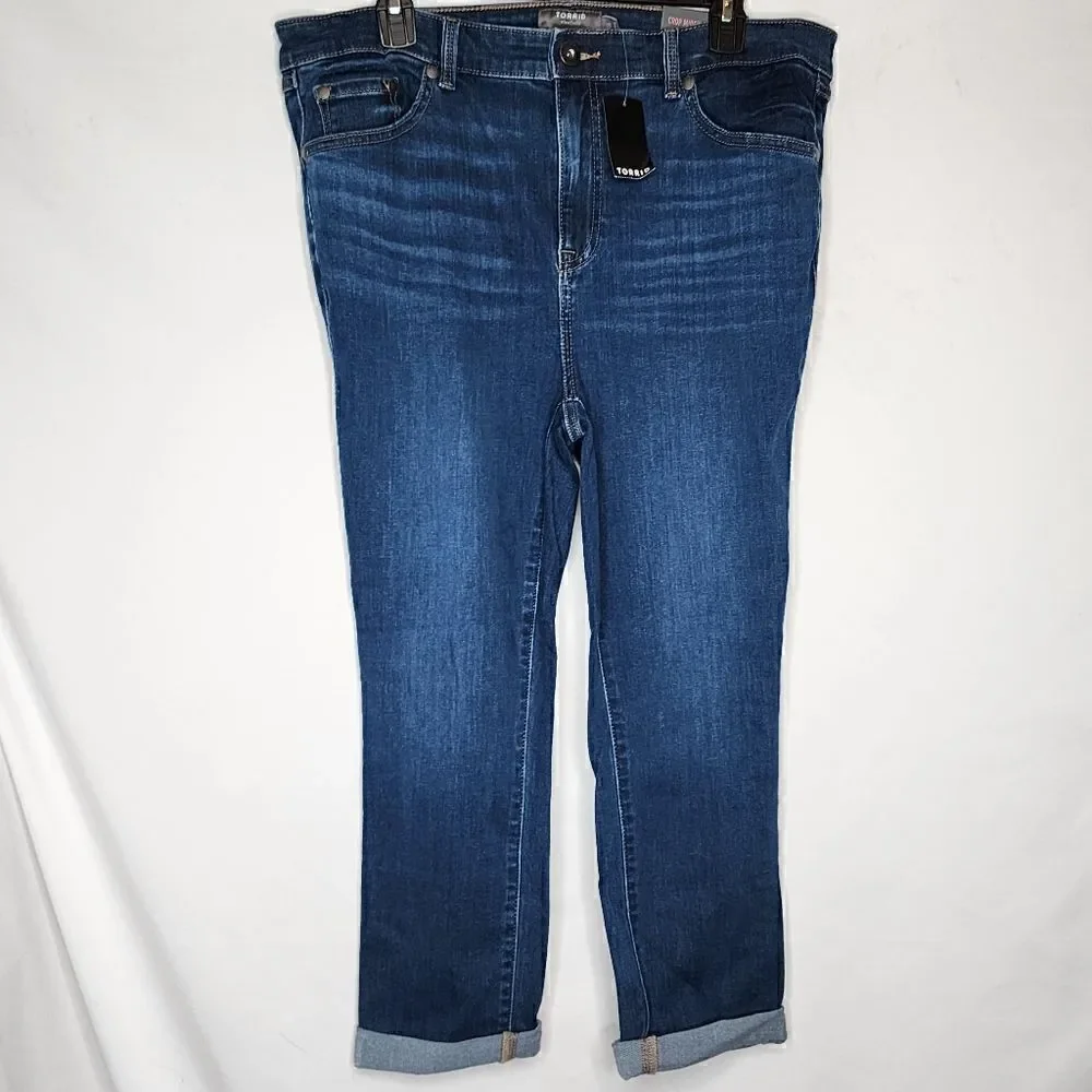 14W Torrid Crop Skinny Fit Mid Rise Jean Super Soft Midfit Blue Denim Stretch NW